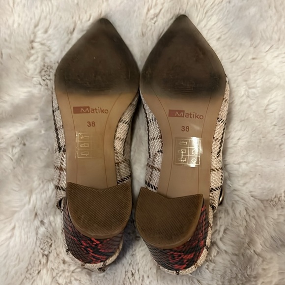 Mariko Anthropologie Marilou Plaid Snakeprint Colorblock Slingback Shoes Sz 7 - Picture 9 of 13
